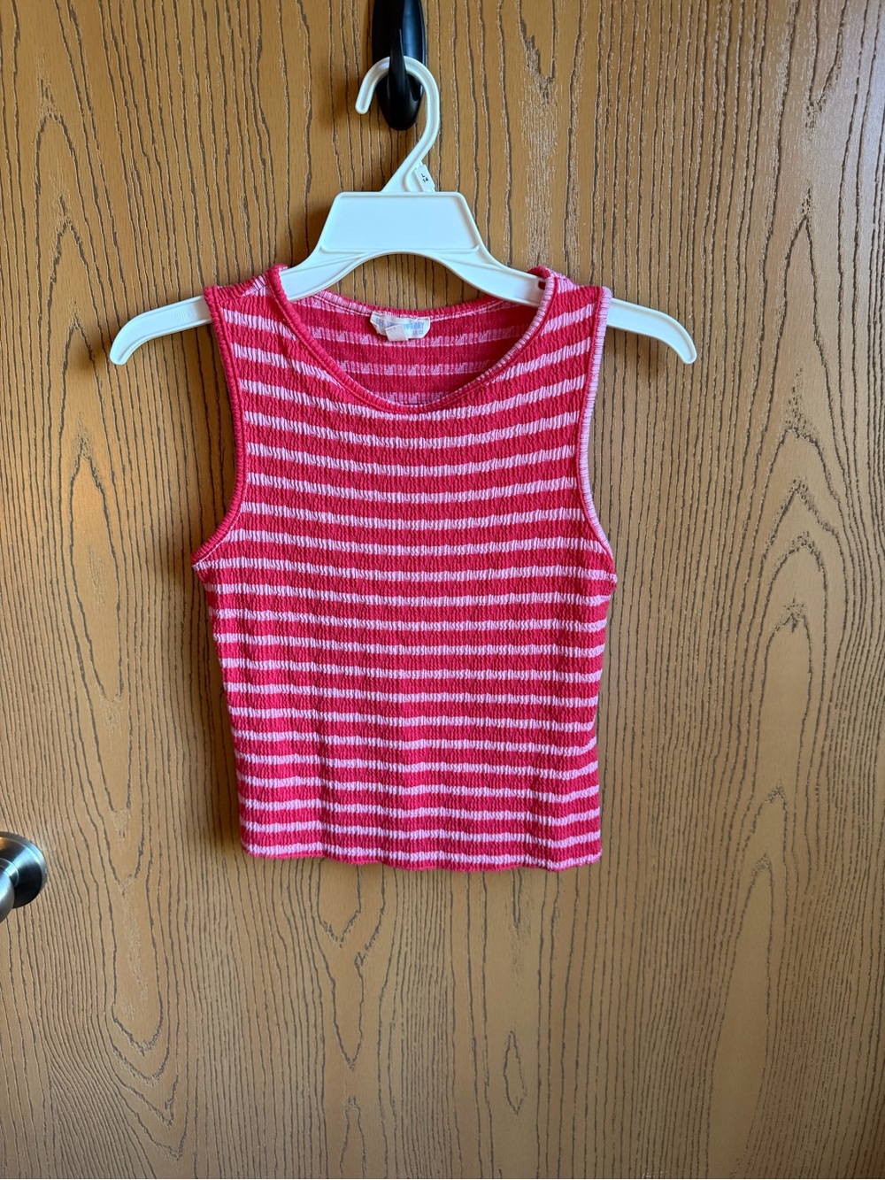 Striped Pink Sleeveless Knit Tank Top - Unbranded